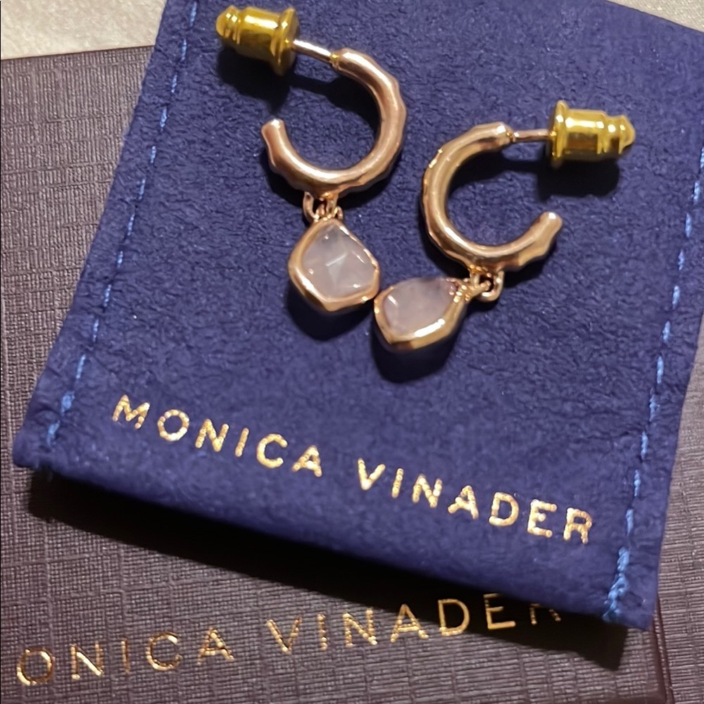 MONICA VINADER rose gold pink quartz nugget Earrings - Picture 5 of 8